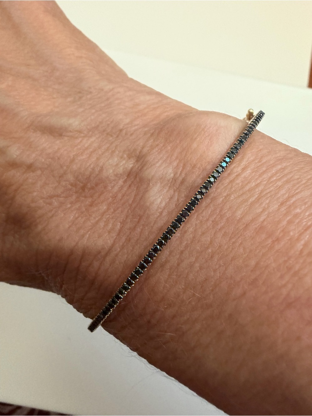 Bony Levy 18k yellow gold natural black diamond skinny stackable bangle